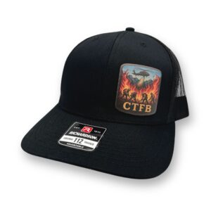 Black Hawk Helicopter Hat Black/Black — Left Panel Design